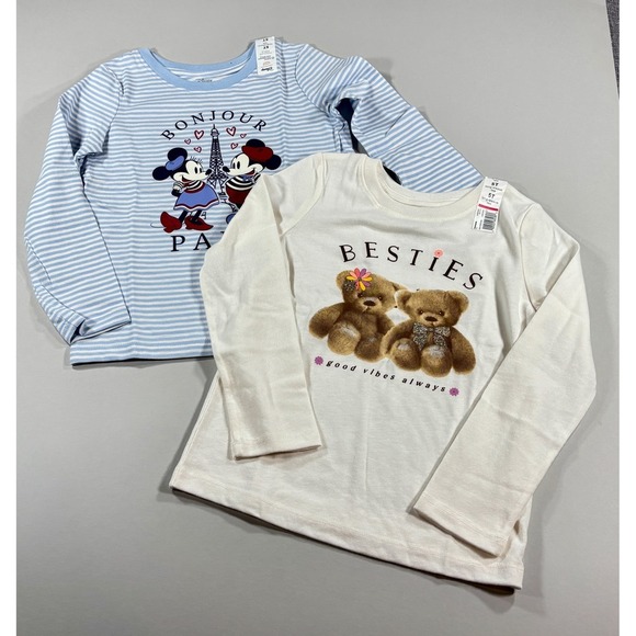 jumping beans Other - Jumping Beans Girls Disney Mickey Paris & Besties Bear Tee 2PK 5T Blue Cream‎